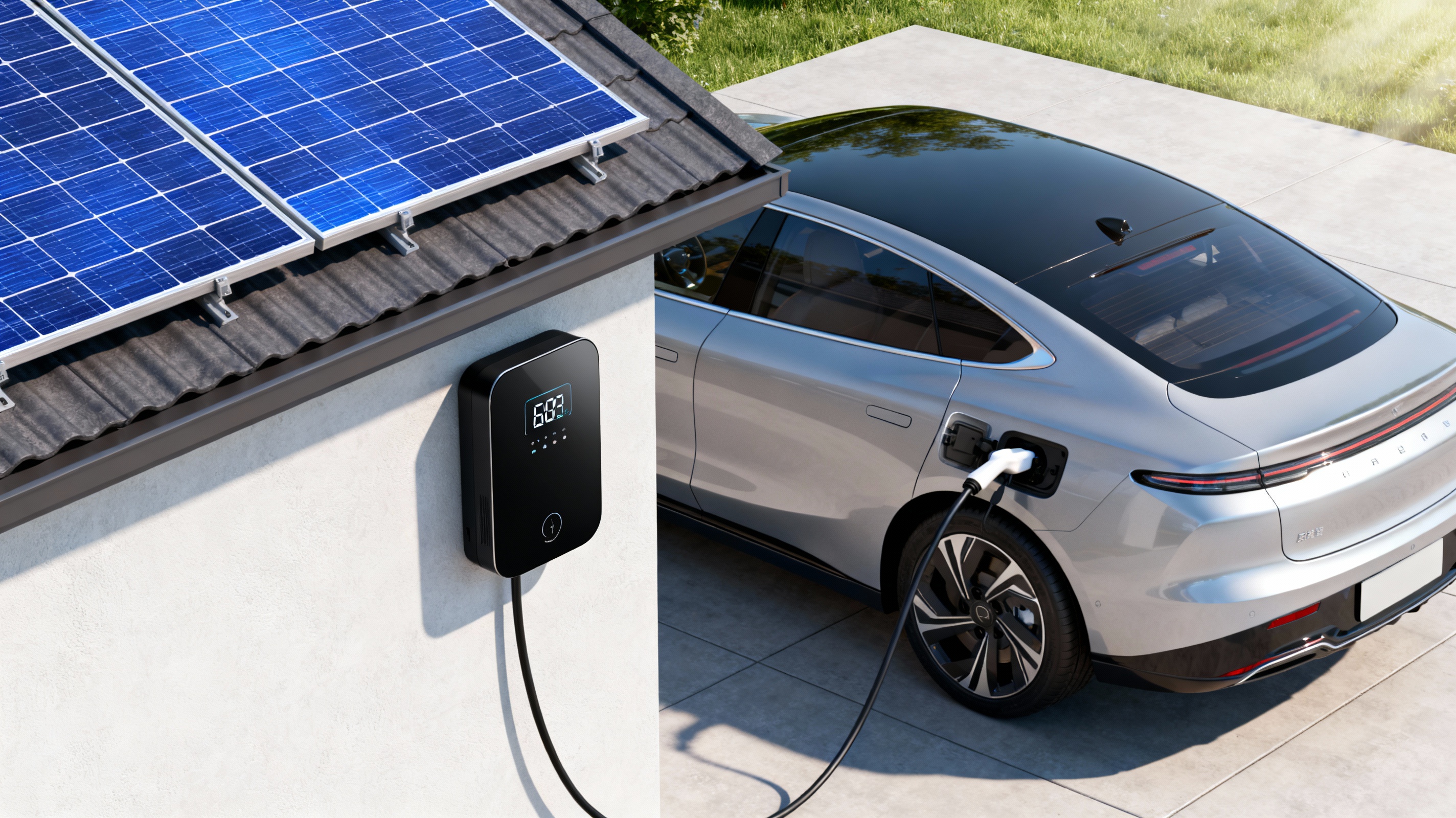 Gráfico de la integración de energía bidireccional entre paneles solares, casa y coche eléctrico (Wallbox)